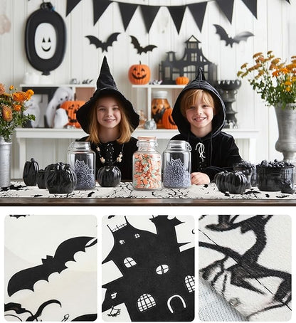 72 Inch Spooky Haunted House Table Runner for Halloween