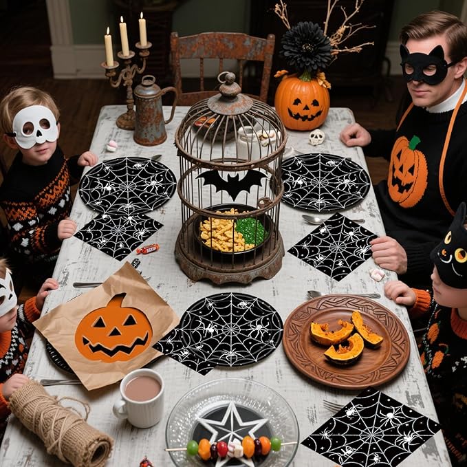 Set of 40 Halloween Paper Plates and Napkins Party Supplies - Spider Web