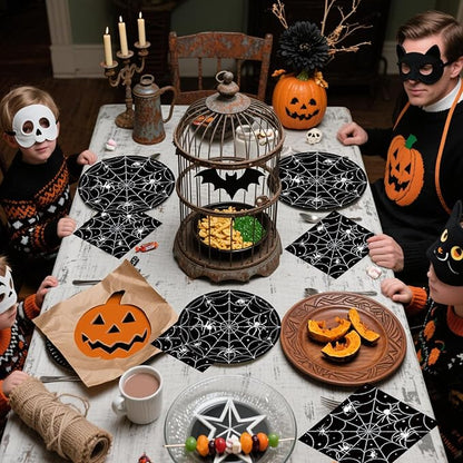 Set of 40 Halloween Paper Plates and Napkins Party Supplies - Spider Web