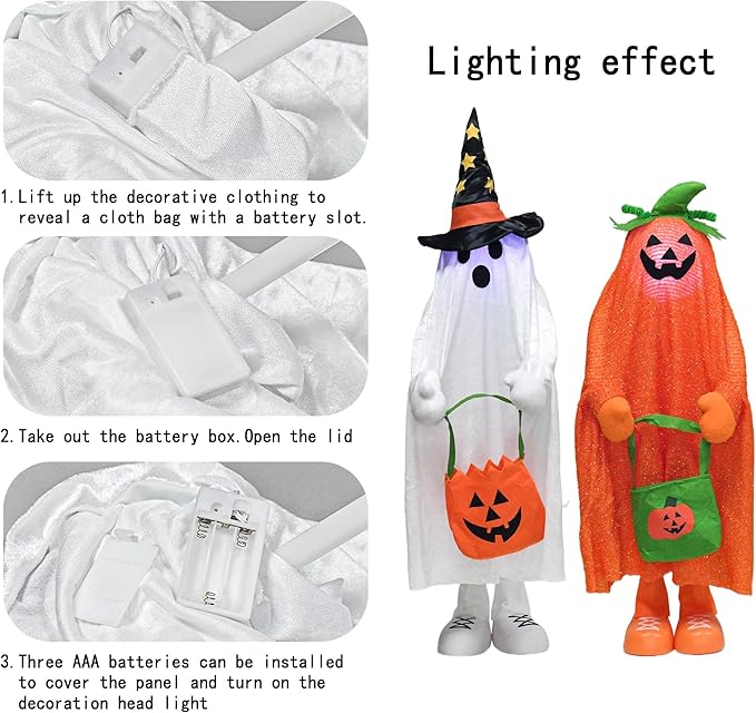 32" Light up Halloween Trick or Treater Indoor and Outdoor Decoration - Pumpkin