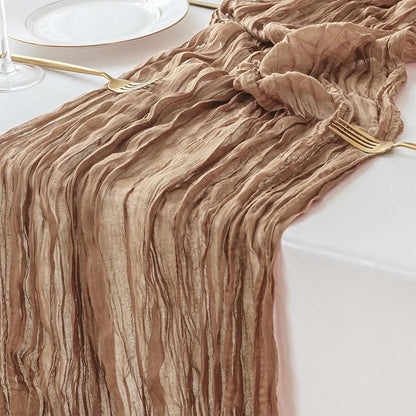 Gauze Table Runner - 10ft Tuscan Tan
