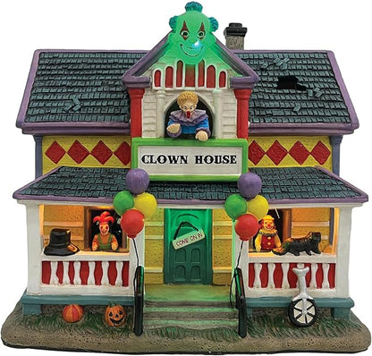 Halloween Village Clown House | Spooky Town Collection | Porcelain with Multi-Color LED
