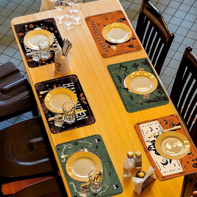Set of 6 Washable Vinyl Gothic Halloween Placemats