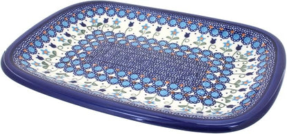 Blue Rose Polish Pottery Medium Rectangular Serving Platter - Savannah