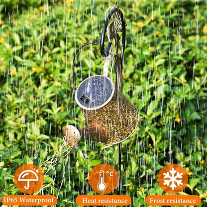 Solar Watering Can Garden Decor
