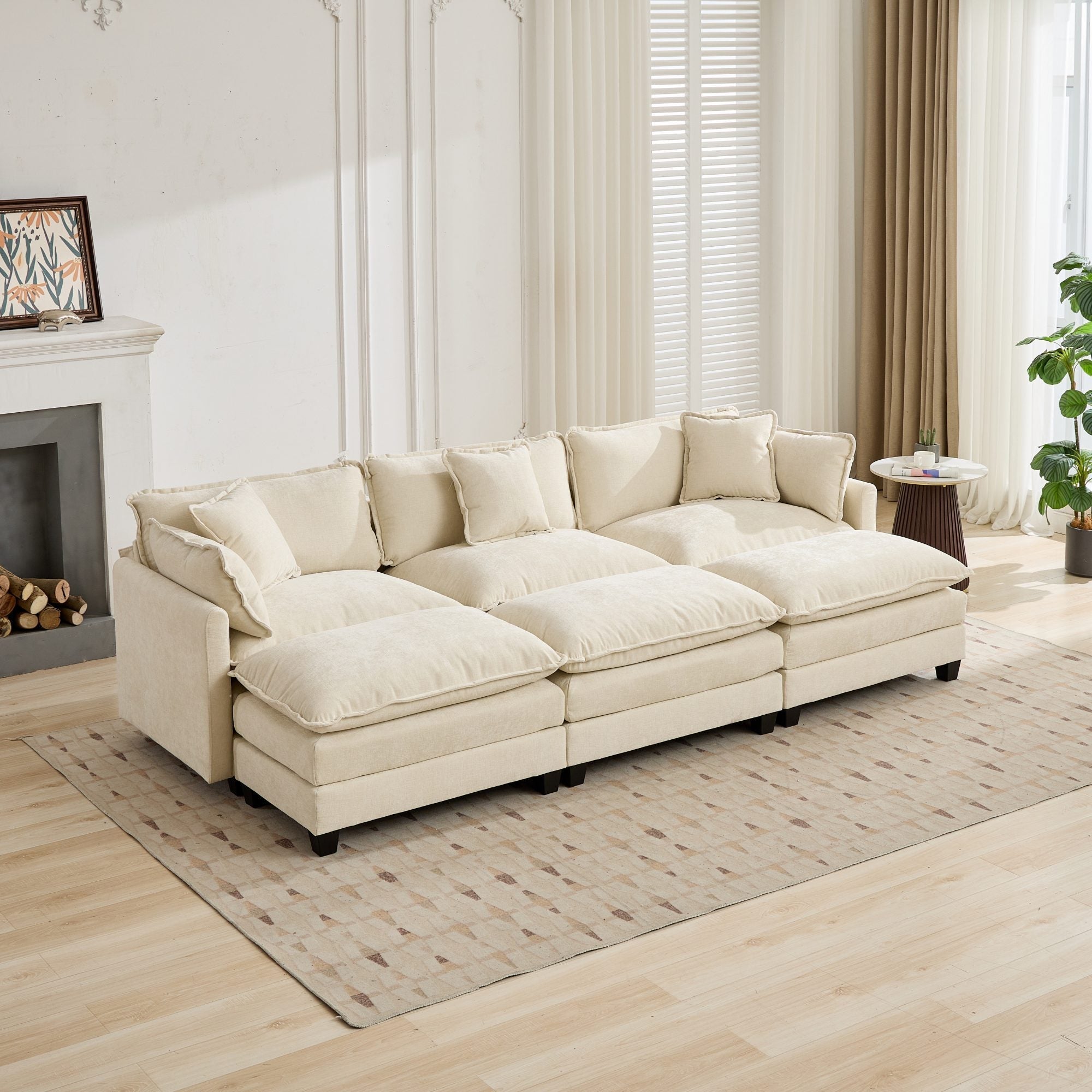 Cloud 3 Seat Sofa in Beige Chenille