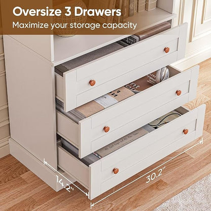 Farmhouse Bookcase with Drawers, Set of 4 – White