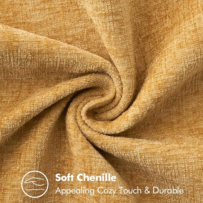 Set of 2 Stitched Edge Soft Chenille Pillow Covers - 12 x 20 inch,  Gold