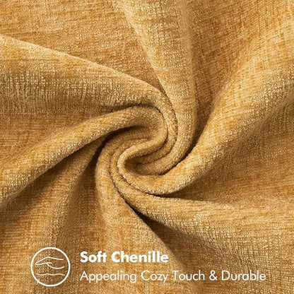 Set of 2 Stitched Edge Soft Chenille Pillow Covers - 12 x 20 inch,  Gold