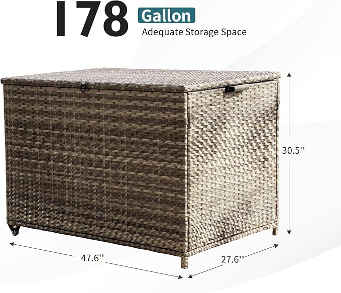 178 Gallon Outdoor Storage Box with Wheels