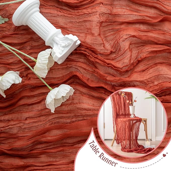 Terracotta Cheesecloth Table Runner - 10 ft