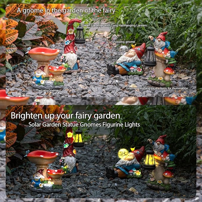 Solar LED Gardern Gnome Bird Feeder
