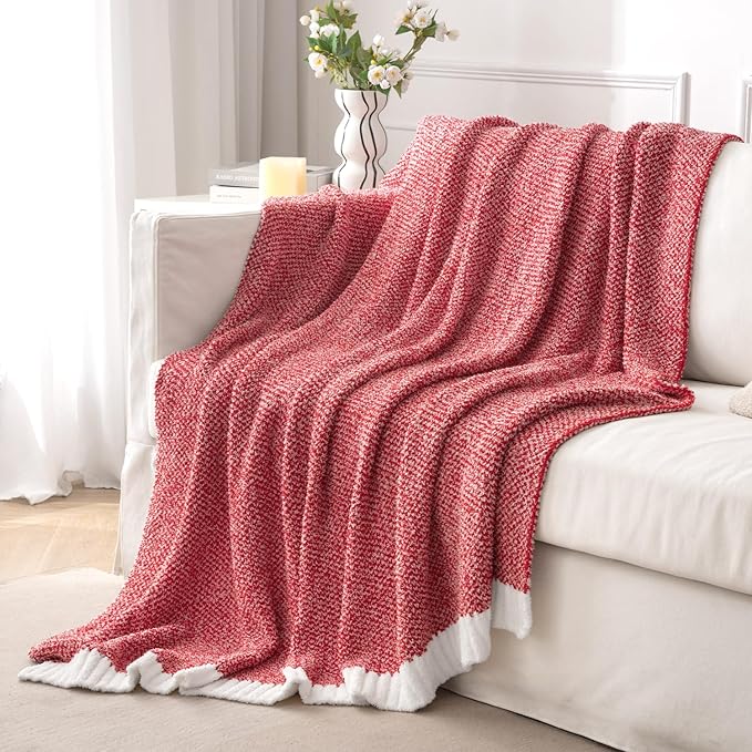 MIULEE Super Soft Throw Blanket in Red