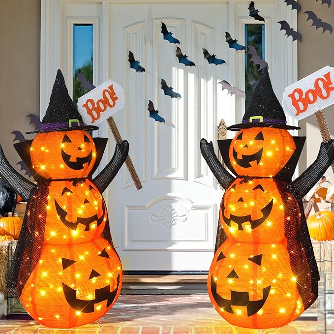 4.3FT LED Collapsible Jack-O-Lantern Lantern Indoor/Outdoor Halloween Decoration