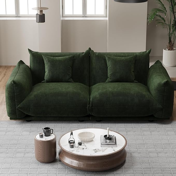 Modern Minimalist Oversized Sofa with Thick Cushion in Green