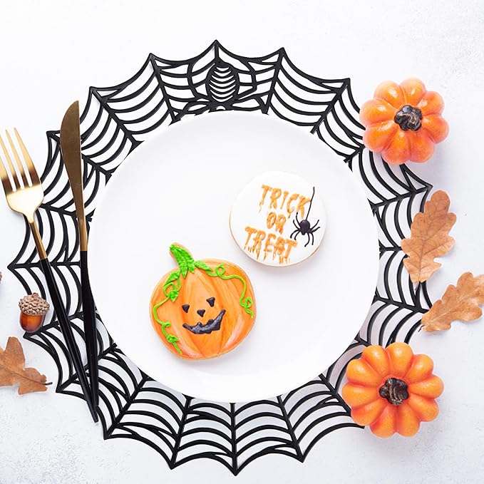 Set of 6 Halloween Spider Web Placemats - 15"
