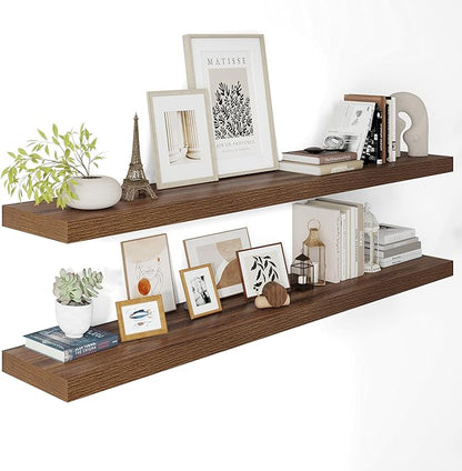 55" Wide Floating Shelves - Heavy Duty Walnut