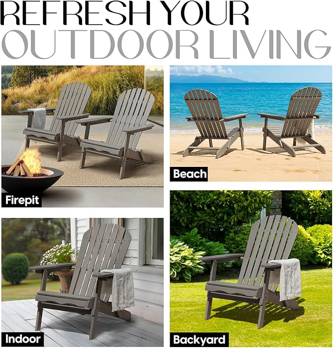 Idzo Outdoor Adirondack Chair -  Set of 2, Gray
