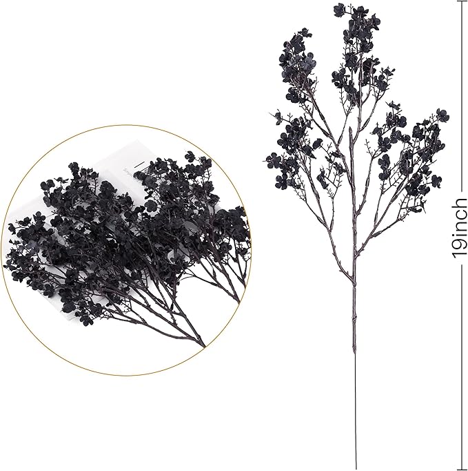 Black Babys Breath Artificial Stems - 15 Piece