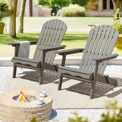 Idzo Outdoor Adirondack Chair -  Set of 2, Gray
