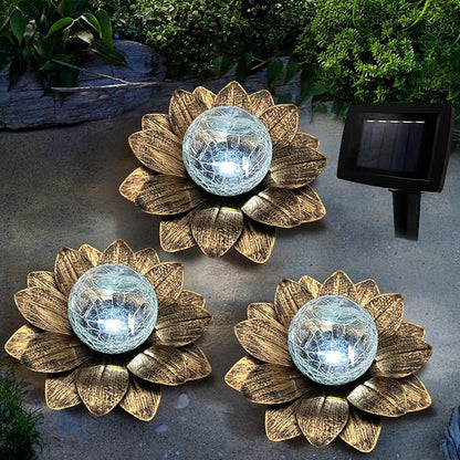LEWIS&amp;WAYNE Solar Garden Lights - 3 Pc Copper Lotus Flower