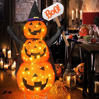 4.3FT LED Collapsible Jack-O-Lantern Lantern Indoor/Outdoor Halloween Decoration