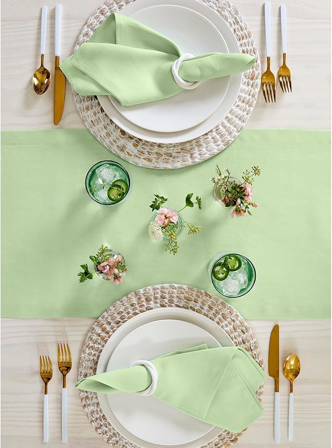 100% Pure Linen Table Runner - 14 x 120 Inch, Lettuce Green
