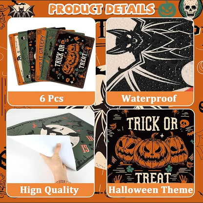 Set of 6 Washable Vinyl Gothic Halloween Placemats