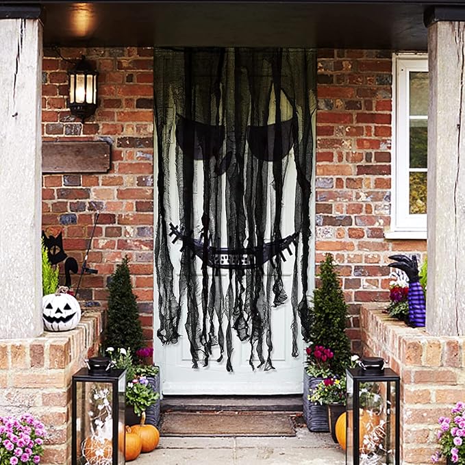 Set of 4 Black Doorway Curtains - 65 x 39 Inch