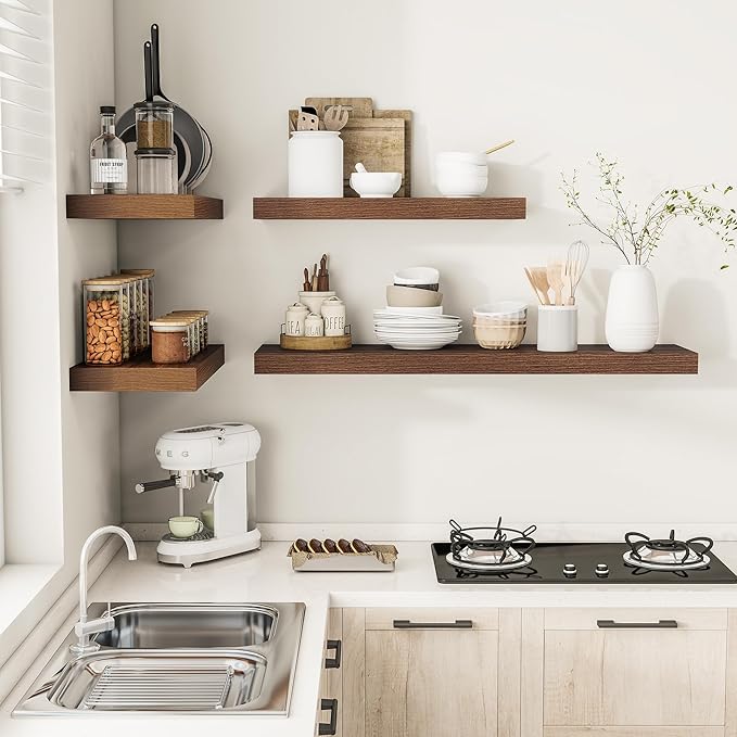 55" Wide Floating Shelves - Heavy Duty Walnut