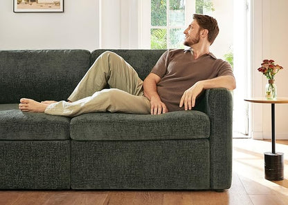 HONBAY Modular Sectional Sofa with Storage Seats - Green Chenille