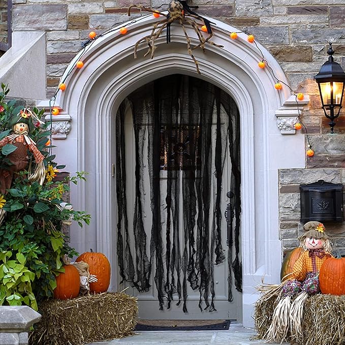 Set of 4 Black Doorway Curtains - 65 x 39 Inch