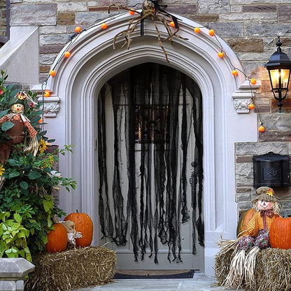 Set of 4 Black Doorway Curtains - 65 x 39 Inch