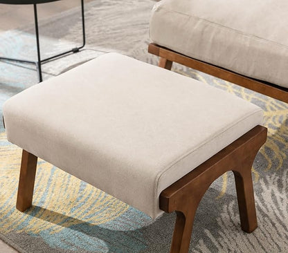 Wahson Mid Century Arm Chair and Ottoman Set in Beige
