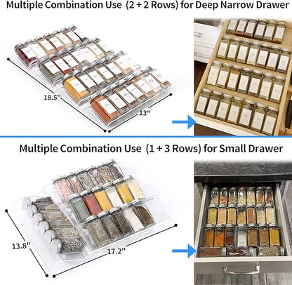 Clear Acrylic Spice Drawer Organizer - 4 Tier (Jars not included)