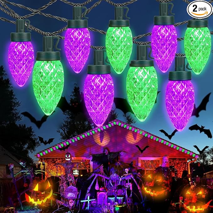 Purple and Green LED Indoor/Outdoor Halloween Lights