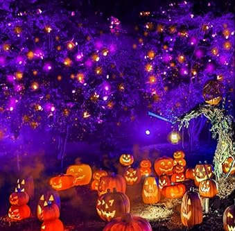 LED Purple and Orange Indoor/Outdoor Halloween Lights - 200 String Lights with 13 Modes &amp; Timer, Waterproof