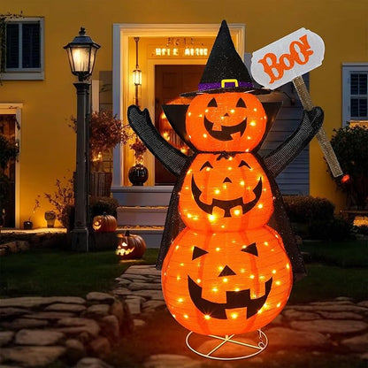 4.3FT LED Collapsible Jack-O-Lantern Lantern Indoor/Outdoor Halloween Decoration