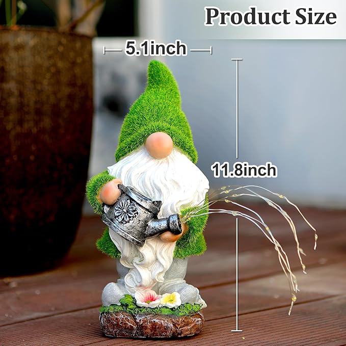 11.8‘’ Outdoor LED Garden Gnome with Watering Can