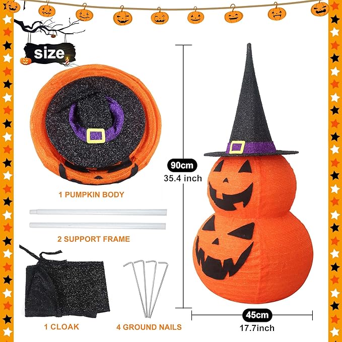 3FT LED Pop-Up Jack-O-Lantern Indoor\Outdoor Halloween Decor