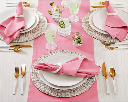 100% Pure Linen Table Runner 14 x 120 Inch - Pink Carnation
