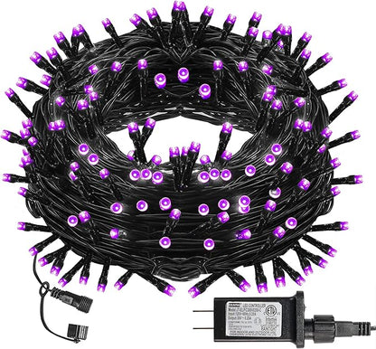 Halloween 300 LED Connectable String Lights with 8 Lighting Modes - Indoor/Outdoor, Purple