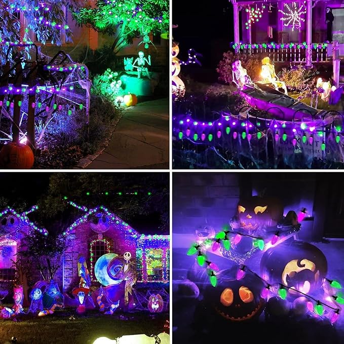 Purple and Green LED Indoor/Outdoor Halloween Lights
