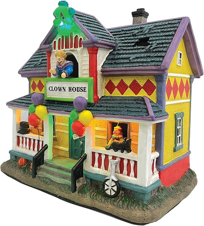 Halloween Village Clown House | Spooky Town Collection | Porcelain with Multi-Color LED