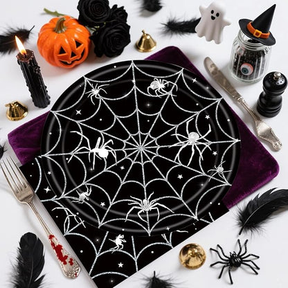 Set of 40 Halloween Paper Plates and Napkins Party Supplies - Spider Web