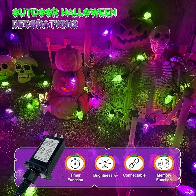 Purple and Green LED Indoor/Outdoor Halloween Lights