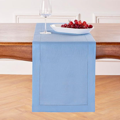 100% Pure Linen Table Runner 14 x 36 Inch - Periwinkle Blue