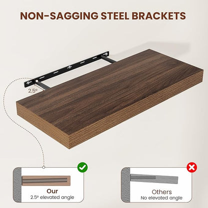 55" Wide Floating Shelves - Heavy Duty Walnut