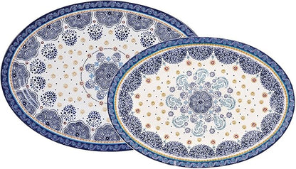 Set of 2 Bico Blue Talavera Oval Platters