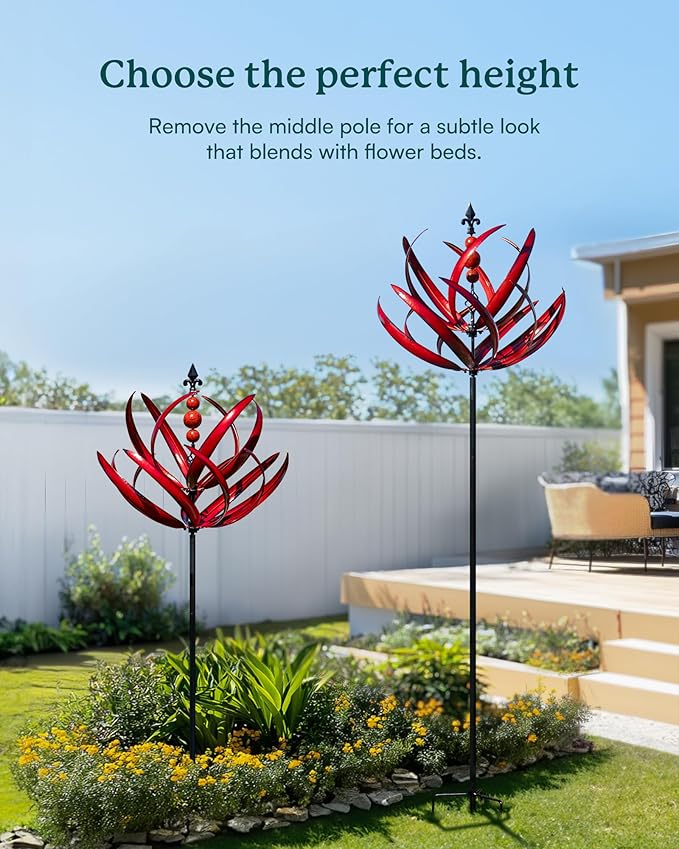 XL Wind Spinner - 91" Burgundy Lotus Flower